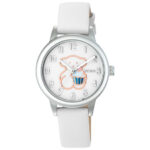 Reloj analógico New Muffin de acero con correa de piel blanca