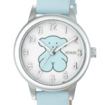 Reloj analógico New Muffin de acero con correa de piel azul - Imagen 3