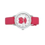 Reloj analógico New Muffin de acero con correa de piel fucsia - Imagen 2