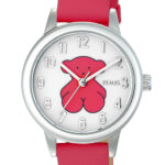 Reloj analógico New Muffin de acero con correa de piel fucsia - Imagen 3
