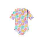 Bañador integral de niña manga larga Aqua celeste