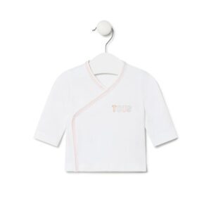 Camiseta de bebé cruzada lisa blanca