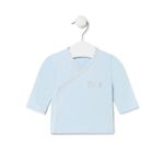 Camiseta de bebé cruzada lisa celeste