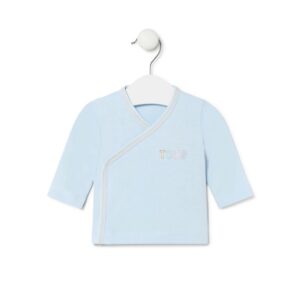 Camiseta de bebé cruzada lisa celeste