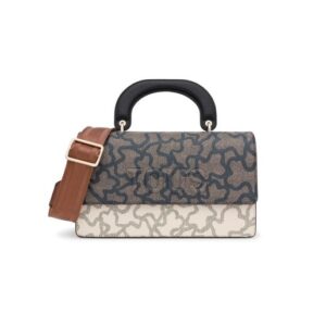 Bandolera mediana solapa beige y negra Kaos Icon