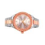 Reloj analógico Tender Bear de acero IP bicolor rosado con relieve de osos - Imagen 2