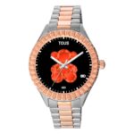 Reloj smartwatch con brazalete de acero y acero IP rosado T-Bear Connect