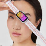 Reloj smartwatch con correa de nylon y correa de silicona rosa T-Band - Imagen 5
