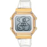 Reloj digital de policarbonato transparente y acero IPG dorado D-BEAR Fresh