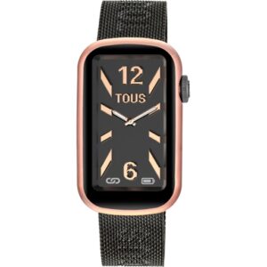 Reloj smartwatch con brazalete de acero IP gris y caja de aluminio en color IPRG rosado TOUS T-Band Mesh