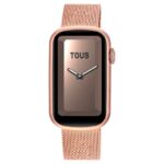 Reloj smartwatch con brazalete de acero IPRG rosado y caja de aluminio en color IPRG rosado TOUS T-Band Mesh