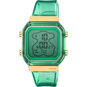 Reloj digital de policarbonato menta y acero IPG dorado D-BEAR Fresh