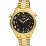 Reloj analógico con brazalete de acero IPG dorado y esfera negra TOUS Now