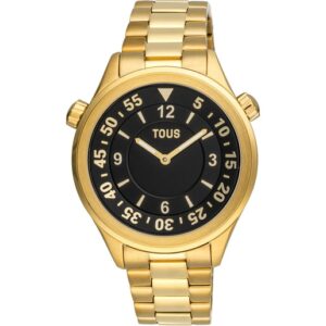 Reloj analógico con brazalete de acero IPG dorado y esfera negra TOUS Now