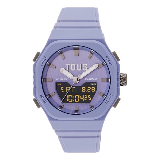 3000135000_00 Reloj analógico/digital de acero IP lila con brazalete de nylon lila Bet - Imagen 1