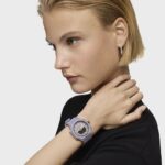 Reloj analógico/digital de acero IP lila con brazalete de nylon lila Bet - Imagen 4