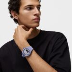 Reloj analógico/digital de acero IP lila con brazalete de nylon lila Bet - Imagen 5