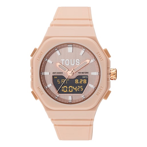 3000135200_00 Reloj analógico/digital de acero IPRG nude con brazalete de nylon rosa Bet - Imagen 1