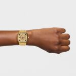Reloj analógico automático con brazalete de acero IPG dorado D-Bear Now - Imagen 6