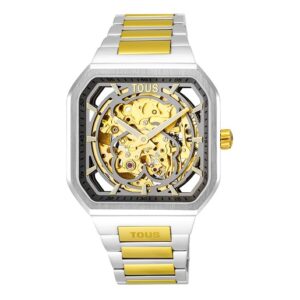 Reloj analógico automático con brazalete de acero IPG dorado y acero D-Bear Now