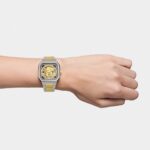 Reloj analógico automático con brazalete de acero IPG dorado y acero D-Bear Now - Imagen 6