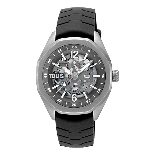 3000138500_00 Reloj analógico automático con caja de titanio y brazalete de caucho negro TOUS Now - Imagen 1
