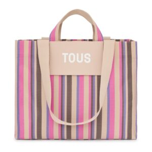Shopping grande beige y rosa TOUS Stripes