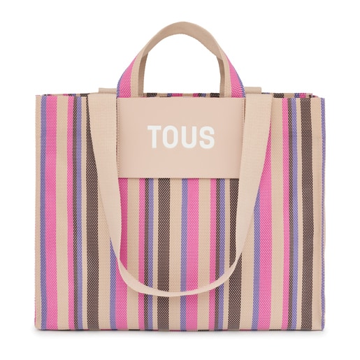 395901577_00 Shopping grande beige y rosa TOUS Stripes - Imagen 1