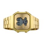 Reloj digital D-Bear SQ de acero IP dorado - Imagen 2
