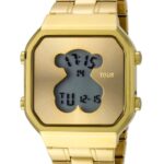 Reloj digital D-Bear SQ de acero IP dorado - Imagen 3