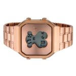 Reloj digital D-Bear SQ de acero IP rosado - Imagen 3