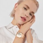Reloj digital D-Bear SQ de acero IP rosado - Imagen 4