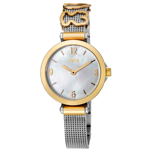 700350165_00 Reloj analógico Icon Charms de acero IP dorado con nácar - Imagen 1