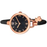Reloj analógico Hold de acero IP rosado con correa de acero IP negro - Imagen 2