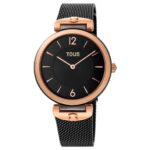 Reloj analógico S-Mesh bicolor acero IP rosado/IP negro