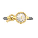 Reloj analógico Hold Charms de acero IP dorado con correa de acero - Imagen 2
