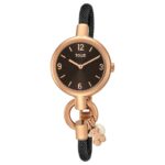 Reloj analógico Hold de acero IP rosado con correa de acero IP negro