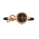 Reloj analógico Hold de acero IP rosado con correa de acero IP negro - Imagen 2