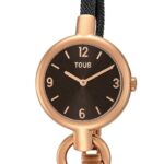 Reloj analógico Hold de acero IP rosado con correa de acero IP negro - Imagen 3