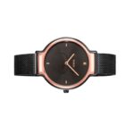 Reloj analógico Real Bear bicolor de acero IP rosado/IP negro con correa Mesh - Imagen 2