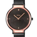 Reloj analógico Real Bear bicolor de acero IP rosado/IP negro con correa Mesh - Imagen 3