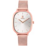 Reloj analógico Heritage de acero IP rosado