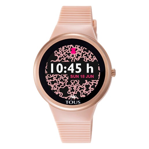 100350685_00 Reloj smartwatch Rond Connect de acero IP rosado con correa de silicona nude - Imagen 1
