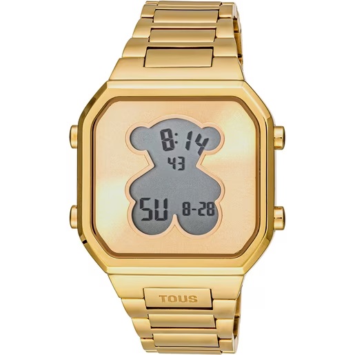 3000134300_00 Reloj digital con brazalete de acero IPG dorado D-BEAR - Imagen 1
