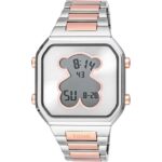 Reloj digital con brazalete de acero SS y acero IPRG rosado D-BEAR