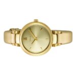 Reloj Julie de acero IP dorado con correa de piel dorada - Imagen 3