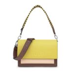 Bandolera mediana lima y nude Audree Saffiano