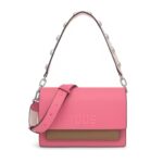 Bandolera mediana rosa y tierra Audree Saffiano