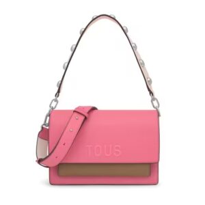 Bandolera mediana rosa y tierra Audree Saffiano