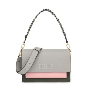 Bandolera mediana gris y rosa Audree Saffiano